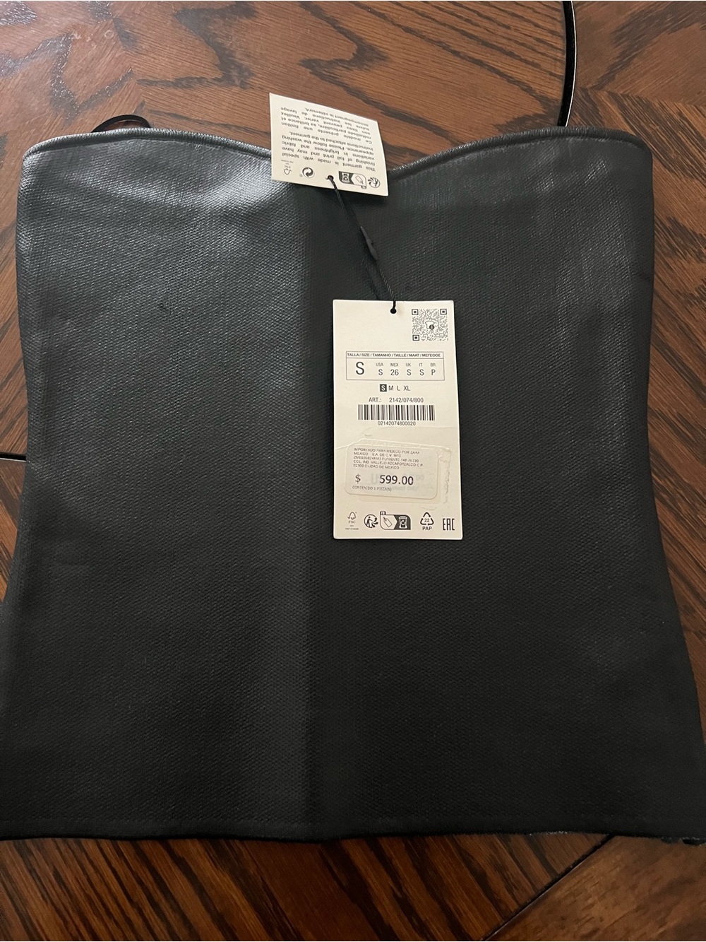 ZARA Black Strapless Solid Corset Top Women’s Regular Size S # 60